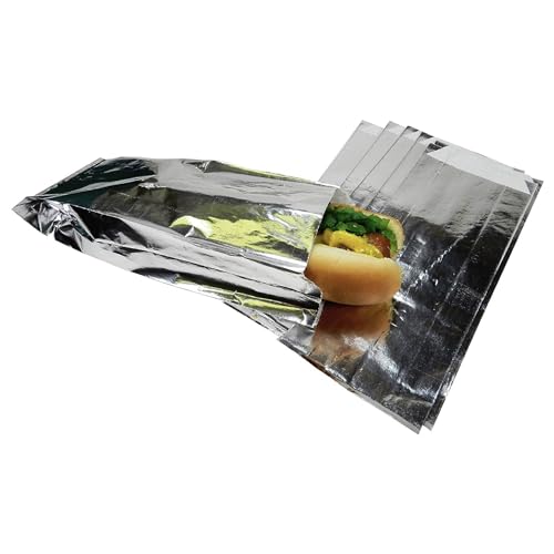 Regency Wraps Grease Resistant Serving Snack Bags, Foil-Lined Bags to Retain Heat, Perfect for Hot Dogs, Burritos, and More, 8.25” x 3.5” x 1.4" (Pack of 25) - size: Pack of 25, style: Hot Dog Bag