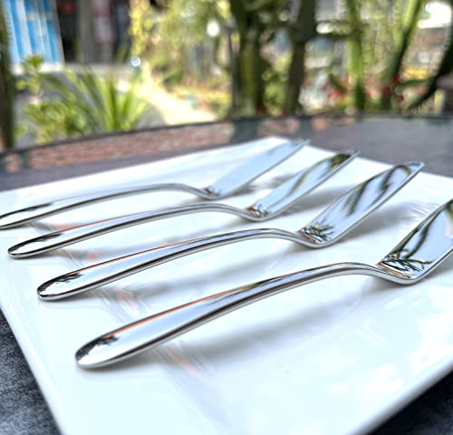 4 Pieces Set Butter knife, Pate Knife Cheese Spreader, Strong Heavy, Food Safety Material Stainless Steel 18/10, SUS 304# Strong thick handle (Silver) - color: Silver