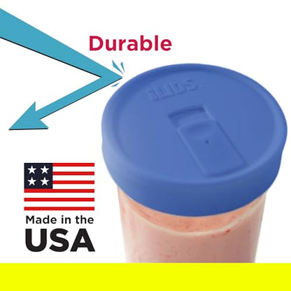 Wide-Mouth Mason Jar Drink Lid - USA Made, BPA-Free, Spill-Resistant for Coffee, Cold Brew & Iced Tea - Fits 3 3/8 in Ball & Kerr Wide Mouth - Pack of 2 - color: Periwinkle