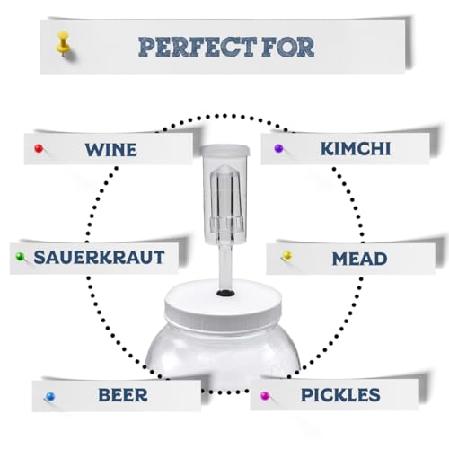 Fermentaholics Airlocks With Grommets Set – 4 Airlocks and 8 Grommets for Homemade Wine, Beer, Cider, Kimchi, Sauerkraut – Preserving, Brewing, Fermenting - size: 3-Piece Airlocks With Grommets Set