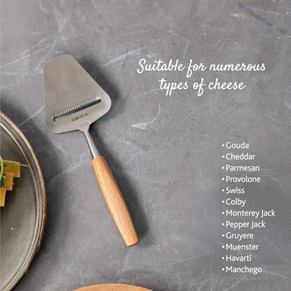 Boska Cheese Slicer Amigo - Slicer for Mature and Aged Cheese - Ergonomic Handle - Stainless Steel - Beech Wood - Non-stick Thanks to BSF Treatment - Also for Slicing Vegetables - style: Wood