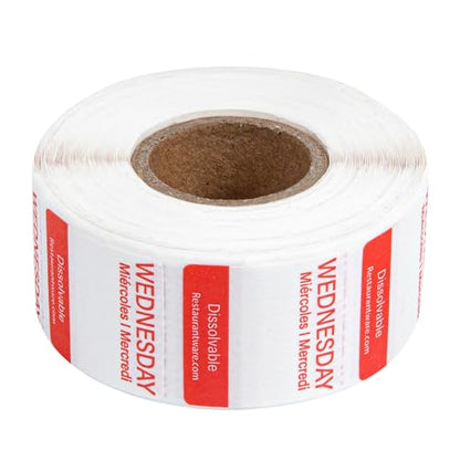 Restaurantware RW Smart 1 Inch x 1 Inch Food Rotation Labels 3500 Dissolvable Food Safety Labels - Premium Trilingual Paper Day Of The Week Labels For Food Storage Or Prep Weekly - style: 7-Day
