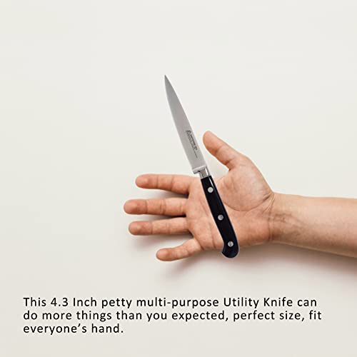 Kitchen Utility Knife - MATTSTONE HILL 4.3" Paring Knife, Vegetable Knife, German Steel, Triple Rivet Handle - size: 4.3"