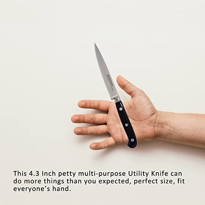 Kitchen Utility Knife - MATTSTONE HILL 4.3" Paring Knife, Vegetable Knife, German Steel, Triple Rivet Handle - size: 4.3"