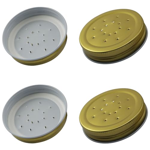 XGNG 6PCS Metal Feeder Lids for Bees Hive Entrance Feeder Perforated Mason Jar Lids Portable Watering Equipment for Beekeeping