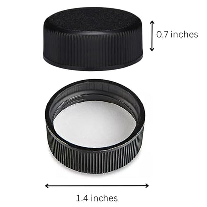 Black Polypropylene Screw Cap with Foam Liner, 28-400 Size, Fits Many 16oz & 32oz Bottles Including Boston Rounds, Good for Kombucha, Juice, Pack of 12 (Bottles Not Included) - size: 12 Pack