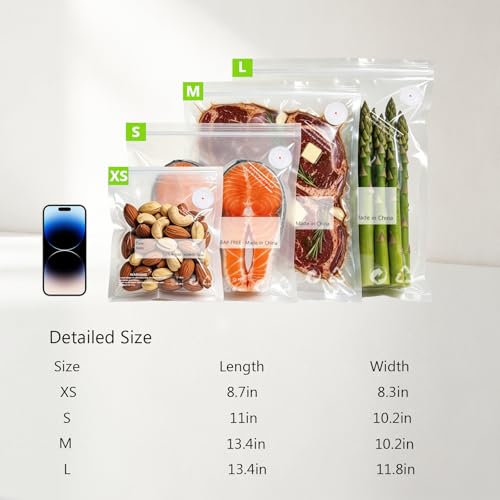 Reusable Vacuum Sealer Bags for Food – 30 Pack 10.2 * 11 Inches, Leak-Proof & BPA-Free, Includes 3 Free Bag Clips, Ideal for Food Storage, Freezer & Handheld Vacuum Sealer Compatible | Leak-Proof - size: 30*Small Bags (10.2x11 in)
