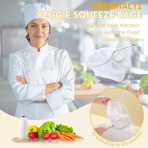 XEMBRALTI Nut Milk Bag with Handle, Fine Mesh Strainer Bag for Tea/Yogurt/Juice/Wine/Soup/Coffee & Cheese Making, Washable Reusable Almond Milk Strainer ((Small+ Medium) Strainer Bag*3 + Handle*2) - size: (Small+ Medium) Strainer Bag*3 + Handle*2