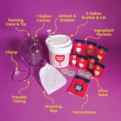 Craft A Brew - Fruit Wine Making Kit - Easy for Beginners - At Home Wine Making Kit - Includes Ingredients & Reusable Equipment - Use Any Fresh, Frozen or Fruit Juice - Makes Up to 20 1-gallon Batches - style: Fruit Wine Making Kit