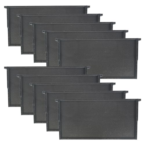 10 Pack Plastic Beekeeping Frames with Beeswax-Coated Foundation, All-in-One Deep Beehive Frames for Langstroth Hive Brood Boxes, for Backyard or Apiary Commercial Beekeepers, Black, 9-1/8 Inches - size: 10 Pack