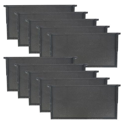 10 Pack Plastic Beekeeping Frames with Beeswax-Coated Foundation, All-in-One Deep Beehive Frames for Langstroth Hive Brood Boxes, for Backyard or Apiary Commercial Beekeepers, Black, 9-1/8 Inches - size: 10 Pack