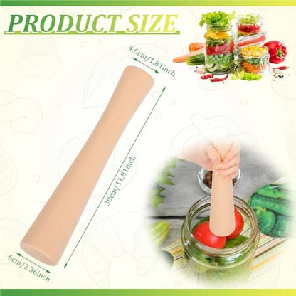 2Pcs Sauerkraut Pounder for Mason Jars Wooden Vegetable Fermentation Tamper Uniform Grinding Cabbage Sauerkraut Pounder Kitchen Fermenting Food Tools