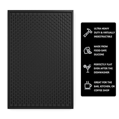 AXIESO Silicone Drip Mat - 1/2 Inch Thick, Heat-Resistant and Food Safe - Counter Top, Coffee Bar or Restaurant - Drying Mat for Glasses - 18x12 Inches