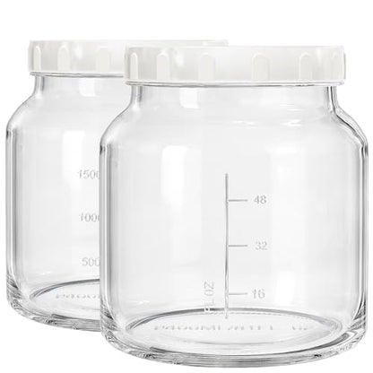 Qianfenie 2 Pack 79 Oz Glass Jars with Lids, 100% Airtight and Leak-proof Half Gallon Mason Jar, Pickle Jar Mason Jar Wide Mouth for Cold Brew, Kombucha, Ice Tea, Pickle Eggs, Flour, Sugar