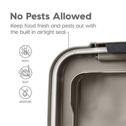IRIS USA 30 lbs & 11 lbs Combo Airtight Dog Food Storage Container, Stackable Treat Box, 2-Cup Scoop, Wheels, Keep Fresh, Easy Mobility, Chrome - color: Chrome