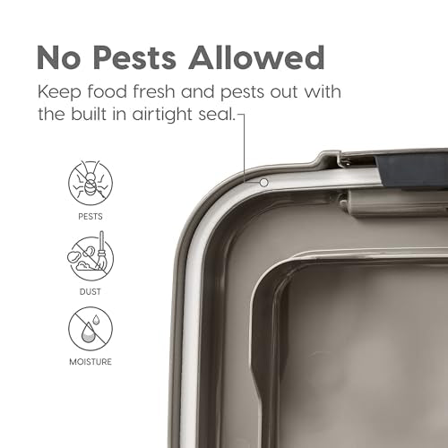 IRIS USA 30 lbs & 11 lbs Combo Airtight Dog Food Storage Container, Stackable Treat Box, 2-Cup Scoop, Wheels, Keep Fresh, Easy Mobility, Silver - color: Silver