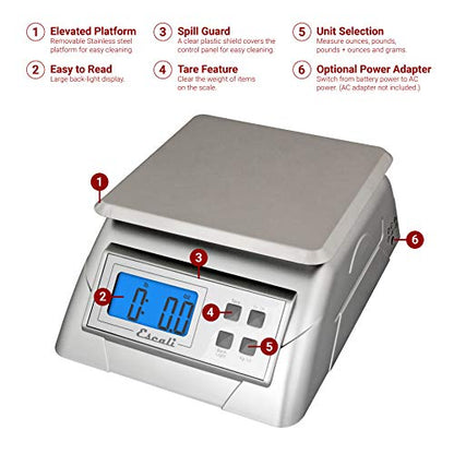 Escali Alimento 136DK Digital Kitchen Scale, Elite Food Measuring to The Gram with Removable Stainless Steel Platform and LCD Display, Baking and Cooking Made Simple - size: 9.75" x 7.00" x 3.75", style: 136DK