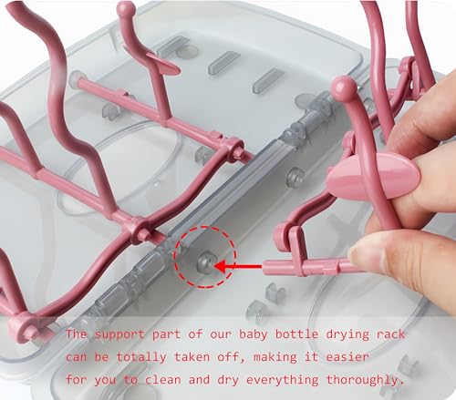 Collapsible Baby Bottle Drying Rack, Bottle Dryer Holder for Bottles, Teats, Cups, Pump Parts and Accessories (Pink) - color: Pink