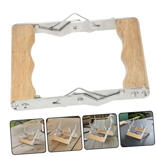 Beaupretty 3pcs Beehive Frame Holder with Wooden Handle and Stainless Steel Construction, Versatile Beekeeping Frame Lifter Tool for Honey Harvesting and Easy Operation, for Beekeepers
