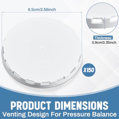 Qinyoung 150 Pcs Keg Plastic Caps with Ventilation Holes Plastic Lids for Protect the Kegs Filling and Valve(White) - color: White