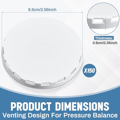 Qinyoung 150 Pcs Keg Plastic Caps with Ventilation Holes Plastic Lids for Protect the Kegs Filling and Valve(White) - color: White