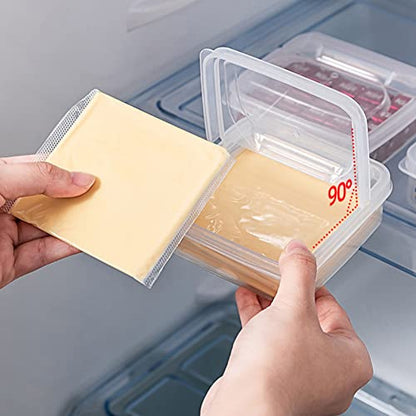 2Pack Sliced Cheese Container for Fridge, Flip Lid Clear Butter Block Cheese Slice Storage Box, Keeps Cheeses Fresh Longer and Delicious, Refrigerator Organizer for Food Grated Cheese-Singles - size: M-2PCS