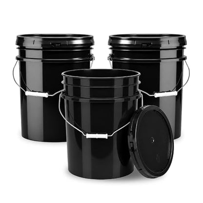 ePackageSupply 5 Gallon Bucket - Food Grade w/Lid BPA-Free, 3 Pack - Black | Airtight Gasketed Tear Strip Lid, Heavy-Duty 90 Mil HDPE Plastic Pail, Bulk Storage, Food Safe Durable Container, Made in USA - color: Black, size: 3 Packs