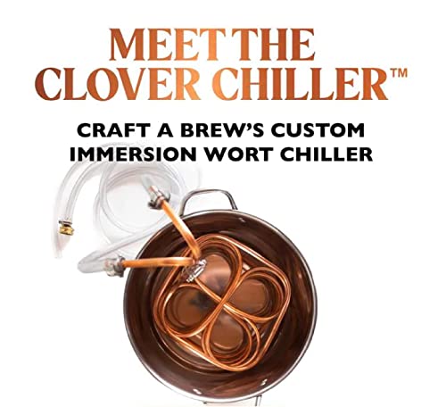 Craft A Brew - Clover Wort Immersion Chiller - For Home Brewing - Includes Copper Immersion Coil, Two Vinyl Tubing Leads, Hose Adapter, and Stainless Steel Worm Clamps - Made in USA - 5 Gallon - size: 5 Gallon