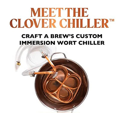 Craft A Brew - Clover Wort Immersion Chiller - For Home Brewing - Includes Copper Immersion Coil, Two Vinyl Tubing Leads, Hose Adapter, and Stainless Steel Worm Clamps - Made in USA - 5 Gallon - size: 5 Gallon
