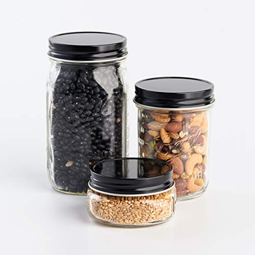 AllSpice Rust-Proof Wide Mouth Aluminum Metal Mason Jar Lids Leak-Proof 12-Pack (Black) - color: Black, size: Wide Mouth