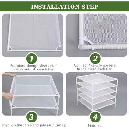 Colingmill 5 Layer Herb Drying Rack Drying Net Dryer Stand 23.6 x 23.6 Inch Herb Dryer Storage Rack for Fresh Herbs Flowers Tea Fruits Vegetables Plant Pasta Dry Laundry Clothes Specimens