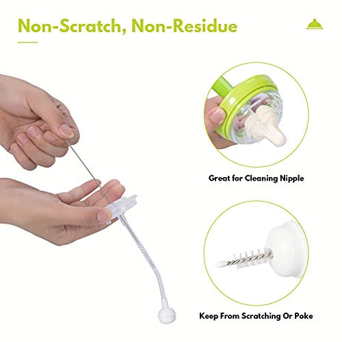 Carebabymore Baby Bottle Brush Set with Nylon Nipple Cleaner, Sponge & Straw Brushes (Blue) - color: Blue