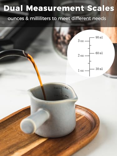 Espresso Cups Ceramic, Espresso Measuring Cups with Dual Measurement Scale, Expresso Shots Cup with Handle, Espresso Accessories, 3 Oz/ 90 Ml, Blue - color: Blue