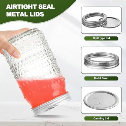 Wide Mouth Mason Jars 32 oz, 4 Pack Glass Canning Jars with Airtight Lids & Bands, Large Leak Proof Storage Containers for Canning, Pickling, Fermenting, Crafts & Pantry Organization