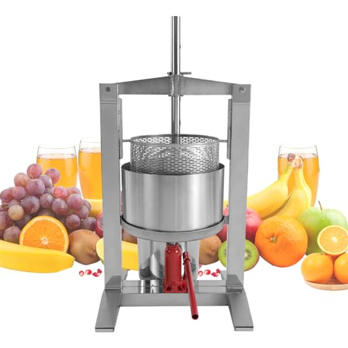 Fruit Wine Press, 20L/5.28Gal Stainless Steel Hydraulic Jack Press Extractor, Manual Juice Maker, Wine Making Equipment Manual Press Machine for Wine and Juice Making - size: 20L/5.28 Gal
