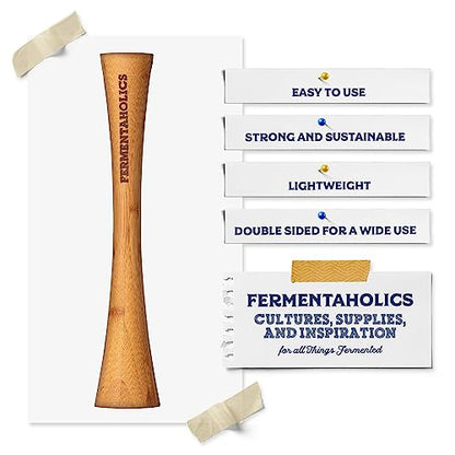 Fermentaholics Fermentation Tamper Tool, Make Sauerkraut At Home | Perfect Tool For Fermented Cabbage & Any Fermented Vegetables | DIY Fermented Sauerkraut | (Bamboo)