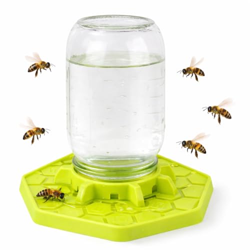 Bee Feeder for Mason Jar Made of Silicone - Bee Watering Station for Garden Compatible with Regular Mouth Mason Jars - color: Yellow
