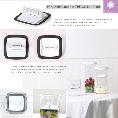 Pickle keeper Press Plate Food Storage Container Organizer for Kimchi Sauerkraut Fermentaion Airtight Lid Locking for Preserved Food (1800ml / 0.5 gal) - size: 1800ml / 0.5 gal
