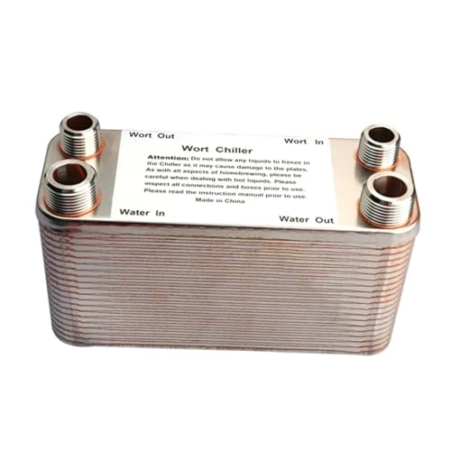 Female Thread Plate Wort Chiller Version 20/30/40 Plates Heat Exchanger Wort Chiller, Stainless Steel Counterflow Chiller Cooler Garden Hose Rapid Cooling(40 Plate) - color: 40 Plate