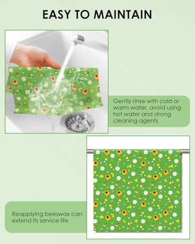 Beeswax Food Wraps 1 Meter Roll 13 x 39 Inch Reusable Beeswax Wraps Eco-Friendly Sustainable Food Storage Wraps for Sandwich, Cheese, Fruit, Bread, Snacks - size: Bee Flower