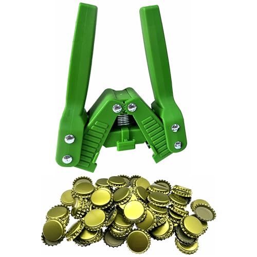 Manual Beer Bottle Capper Tool with 150 count Beer Bottle Caps,26mm Beer Corking Machine for Home Brewing (GREEN) - color: Green