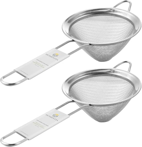 Homestia 2 Piece 3.3" Fine Mesh Strainer for Kitchen, 304 Stainless Steel Cocktail Sieve Sifters for Food, Liquid Strainer for Drinks, Tea, Coffee, Juice, Flour, Fruits, Vegetables (Silver, 2 Pack) - color: Silver, size: 2PCS