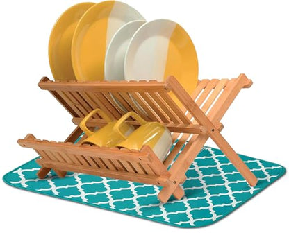Dish Drying Mat for Kitchen Counter - 18 x 14 Inch Large Super Absorbent Microfiber Dish Drying Pad, Machine Washable Quick Dry Under Dish Rack Mat, Counter Protector for Dishes Pots Pans, Coffee Bar - style: Dish Drying Mat