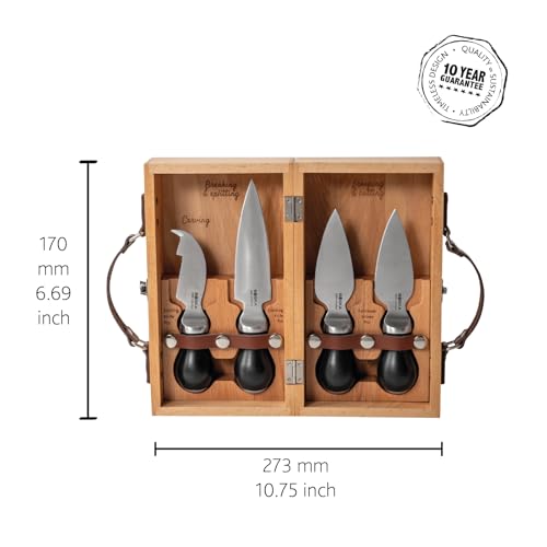 BOSKA Cheesemongers Parm Set Pro - Professional Cheese Knives - for Parmesan Cheese - Stainless Steel - in Wooden Case - Ergonomic - Scoring Knife, Breaking Knife and 2 Parmesan Knives