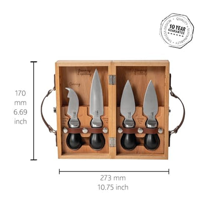 BOSKA Cheesemongers Parm Set Pro - Professional Cheese Knives - for Parmesan Cheese - Stainless Steel - in Wooden Case - Ergonomic - Scoring Knife, Breaking Knife and 2 Parmesan Knives