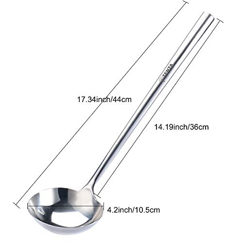 Tenta Kitchen Professional Large Stainless Steel Serving Ladle Spoon - Gravy Ladle Soup Spoon For School Canteen,Hotel Kitchen,Restaurant (3.86"x17") - size: 17"Ladle