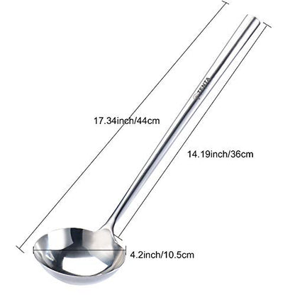 Tenta Kitchen Professional Large Stainless Steel Serving Ladle Spoon - Gravy Ladle Soup Spoon For School Canteen,Hotel Kitchen,Restaurant (3.86"x17") - size: 17"Ladle