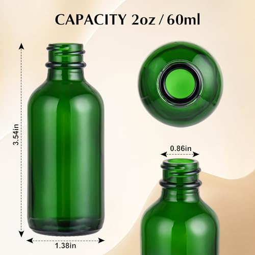 Small Glass Bottles with Lids Boston Round Shot Bottles for Health, Immunity, Ginger Juice, Essential Oils, Potion - Leak Proof Mini Travel Containers (Green UV, 2oz-48Pack) - color: Green UV, size: 2oz-48Pack