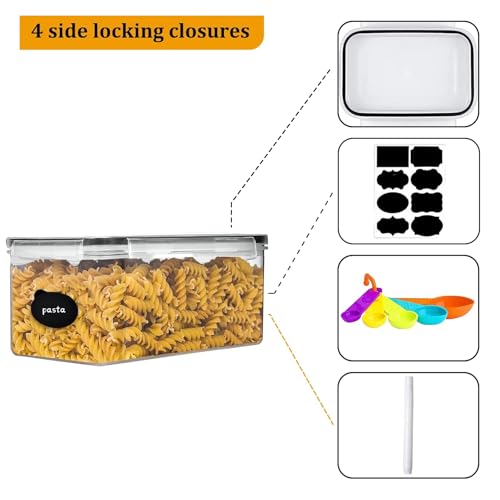 8pc 3.2L Airtight Canisters with Lids, Kitchen Dry Pantry Storage | 8pack 3.2L airtight canisters lock moisture out. Stackable bins hold all kinds of daily dry foods for kitchen pantry use - size: 8 pcs(3.2L)