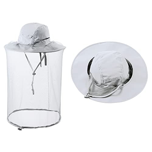 Head Netting Mosquito Net Hat Beekeeper Bee Veil Hat Bug Face Cover Netted Fishing Safari Hats Dog Grooming Women Men Light Gray - color: Light Gray